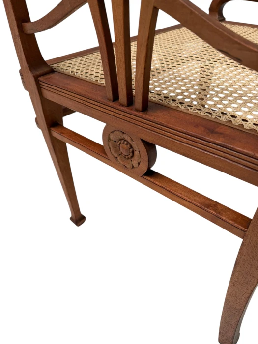 Art Nouveau Armchair with Wicker Seat by H.P. Mutters & Zoon, 1900s